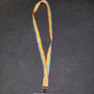 Rainbow Striped Lanyard With Card Holder - 19"